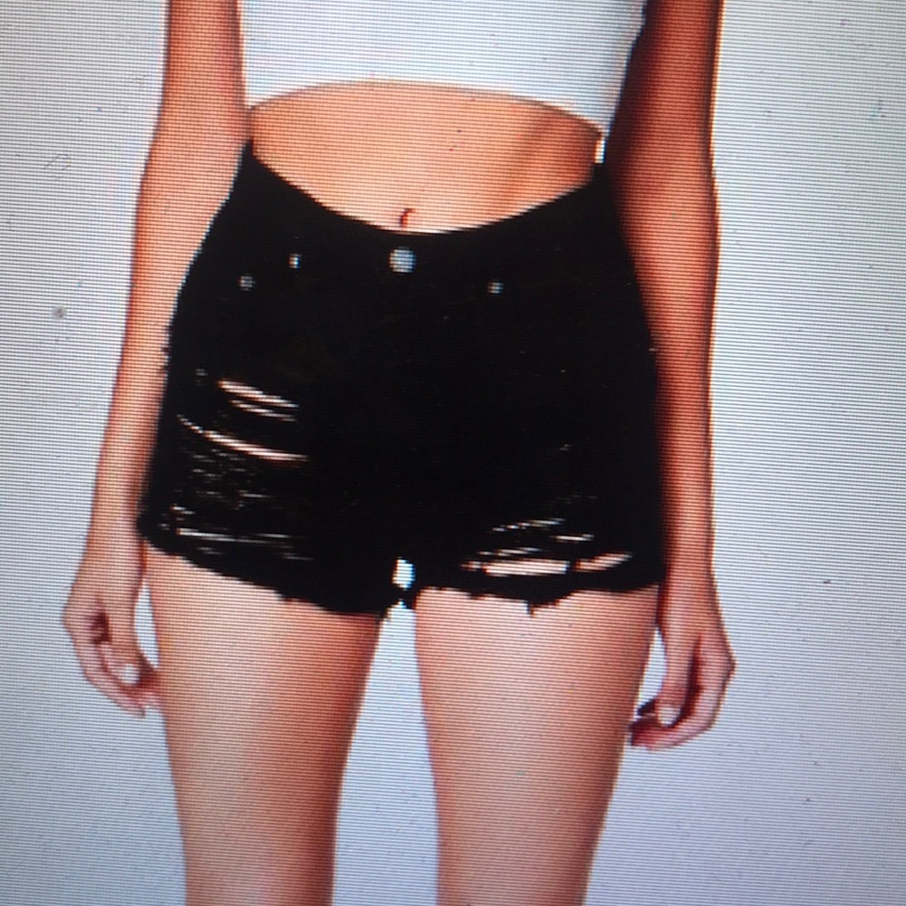 NEW super shred high waist black denim shorts